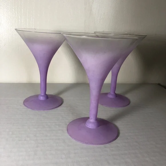 Lavender Purple Blendo 60s Martini Glass Set of Three - Picture 3 of 10